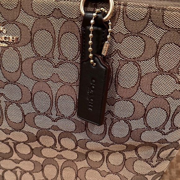 Coach Brown Signature Canvas Tote with Dark Brown Trim - Picture 6 of 7